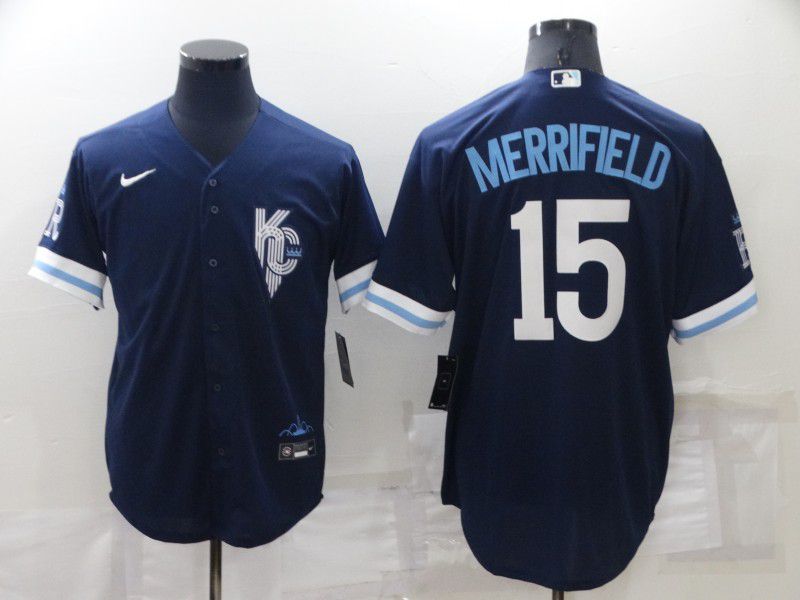 Men Kansas City Royals #15 Merrifield Blue City Edition Game Nike 2022 MLB Jersey->kansas city royals->MLB Jersey